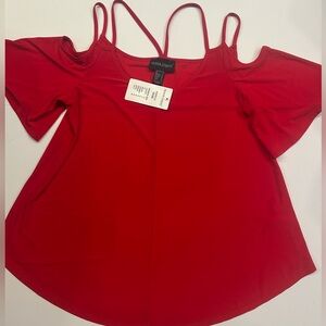 Frank Lyman Design Red Cold Shoulder Blouse